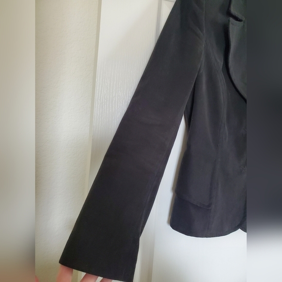 Philippe DUBUC Black Soft 100% Cotton Stylish w/ Pockets Mid-Length Blazer, Sz 8 - Picture 5 of 16